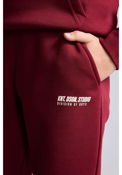 Defacto Baskılı Lastikli Paça Kalın Kumaş Jogger Eşofman Altı Erkek Çocuk H9685a826wnbr248 Bordo-br248