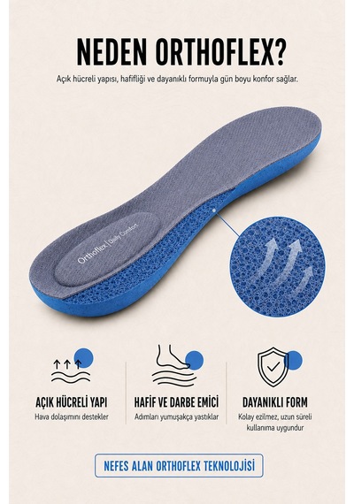 Of03 Daily Comfort Nefes Alabilen, Yumuşak Ve Darbe Emici Günlük Ortopedik Ayakkabı İçi Tabanlık