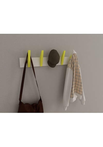Hepsi3boyutlu Modern Duvar & Kapı Kanca Askılık - 5 Adet Sarı Kanca Askılık - Model No : 4 Sarı
