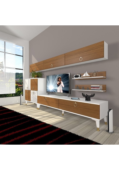 Decoraktiv Eko 8 Mdf Std Gold Tv Ünitesi Tv Sehpası Beyaz - Ceviz