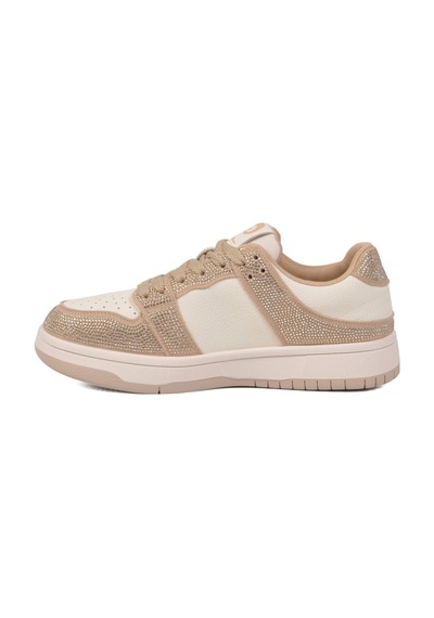 Pierre Cardin Beyaz Bej Bağcıklı Taş İşlemeli Hafif Kadın Sneaker Pcı-11505 G Bej