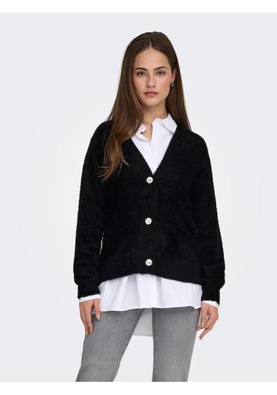 Only Onlella Piumo Ls Cardigan Knt Kadın Ceket 15259564 Siyah