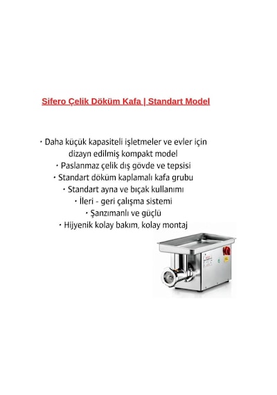 Çağdaş No 12 Sifero Çelik Ev Tipi Kıyma Makinesi 220v