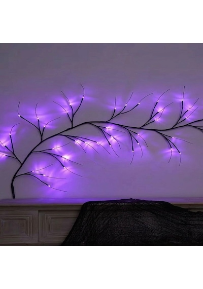 Dekoratif Led Ağaç Dalı Işık - Mor Işıklı Duvar Dekoru Ortam Aydınlatması 36 Led Mor Işık