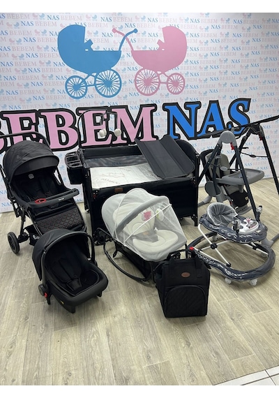 Bebemnas Tweeter Yeni Doğan Bebek Çeyiz Seti Bebek Arabası - Puset - Çanta - Park Beşik + Salıncak + Anadizi + Yürüteç