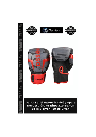 Delux Serisi Egzersiz Dövüş Sporu Dövüşçü Ürünü Ring-310-black Boks Eldiveni 10 Oz Siyah