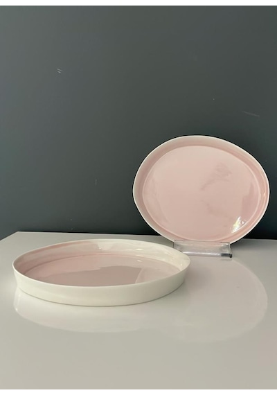 Tantitoni Space Pembe Porselen 2 Li Pasta Tabağı Seti 16,8 Cm