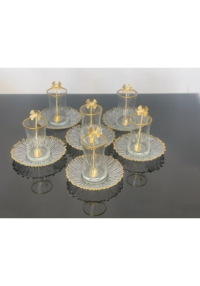 Atabey Home 18 Parça Çay Seti Ithal Elysia Tabaklı Kelebek Çay Kaşıklı Set