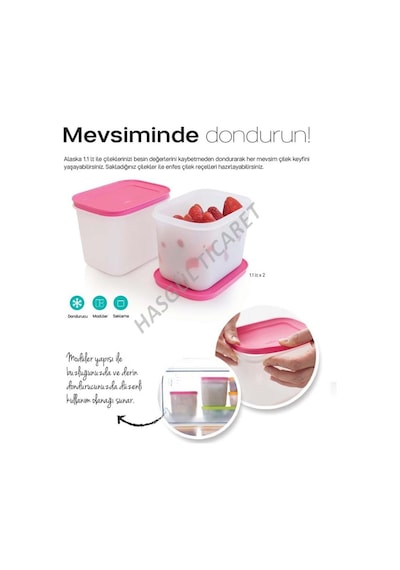 Tupperware Alaska Set 2 X 11 Litre Buzluk Dondurucu Saklama Kabı N1140707 Pembe