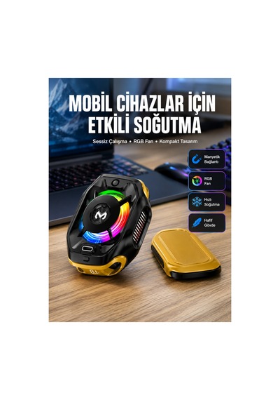 Manyetik Montajlı Dijital Ekranlı Telefon Soğutucu Yeni Nesil Renk