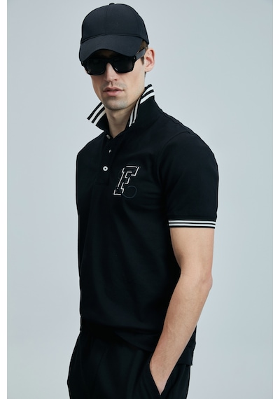 Lufian Erkek Polo Yaka T Shirt 111040216 Siyah Siyah
