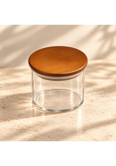 200 Ml Akasya Kapaklı Şeffaf Saklama Kavanozu, 7 X 7 Cm, Tekli Küçük Boy Mutfak Ve Kuru Gıda Saklama Kabı Çok Renkli