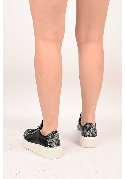 Bestello Bağcıklı Poli Taban Hakiki Deri Sneaker 101-5022-09-26k Kadın Ayakkabı Siyah