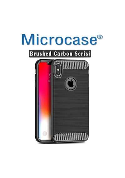 Apple Uyumlu iPhone Xr Brushed Carbon Fiber Silikon Tpu Kilif + Ekran Koruma 295598797 - Seçenek / Renk-Ekran Koruma-Siyah-Tempered Glass Istemiyorum