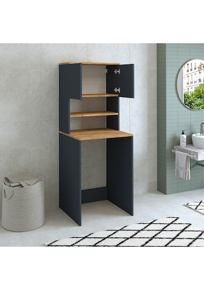Roomart Cd10 Çamaşır Makinesi Dolabı 3 Raflı 2 Kapaklı Banyo Dola Mat Antrasit