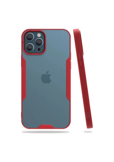 Jenerik Apple iPhone Uyumlu  Uyumlu 12 Pro Max Kılıf Platin Silikon - Kırmızı