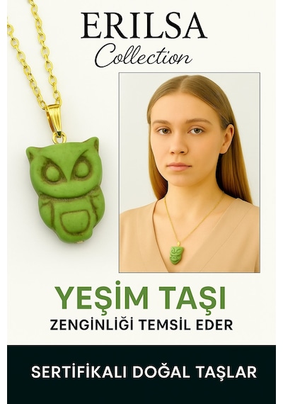 Erilsa Sertifikalı Ham İşlenmemiş Yeşim Taşı Kolye Şans, Huzur Ve Ruhsal Denge Taşı Çok Renkli