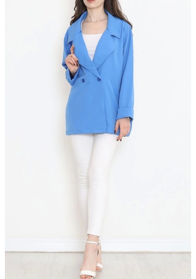Oversize Düğmeli Ceket Mavi - 951.1247. Çok Renkli