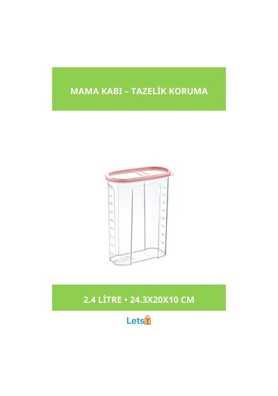 Hava Geçirmez 2.4 Litre Plastik Mama Kabı