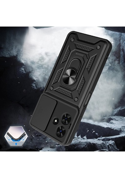 Ardemix Tecno Spark Go 2 Kılıf Magnetik Standlı Kamera Korumalı Zore Sürgülü Vega Kapak - Mavi