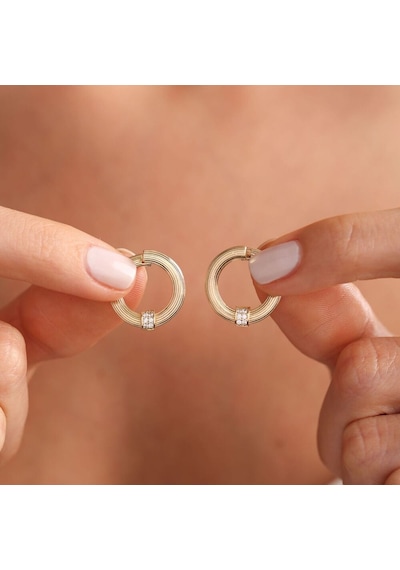 Sembol Gold Özel Tasarım Altın Halka Küpe 1.7 CM