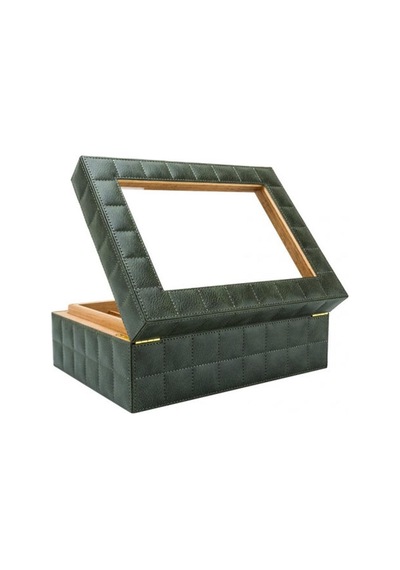 Lubinski Deri Camlı Humidor Puro Kutusu Sarı 50s