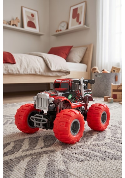 Şarjlı 2.4g Işıklı Buharlı Off-road Kamyon Kırmızı Rq3049