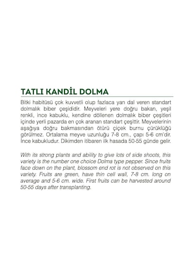 AGRodal Tarım Ata Tohumu Tatlı Kandil Dolma Biberi 100 Adet Tohum