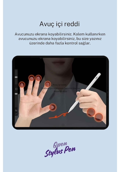 Apple Uyumlu iPad  Stylus Kalem Avuç İçi Reddetme Ve Eğim Hassasiyetli Dokunmatik iPad  Tablet Kalemi Beyaz