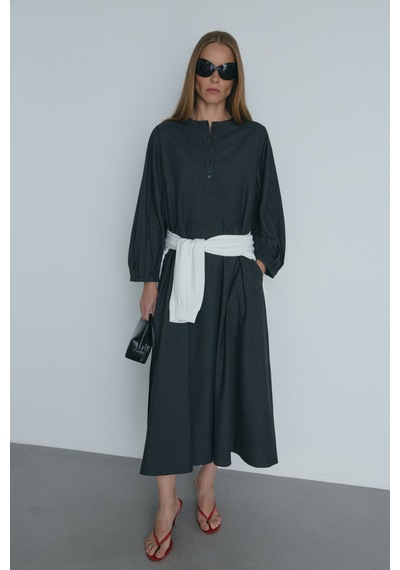 Suud Collection Füme Kaia Düğmeli Maxi Elbise