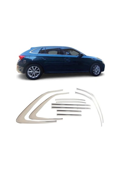 Autogp Skoda Scala Cam Çerçevesi Kenar Çıtası Krom Tamtur 2019+ 12 Parça Au-sk- 1346