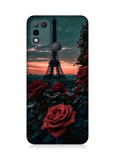 İnfinix Hot 10 Play Uyumlu Eyfel Kulesi Ve Gül Desenli Silikon Kılıf