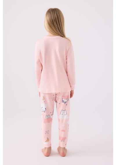 Rolypoly Kız Çocuk Pembe Uzun Kol Pijama Takım Pembe