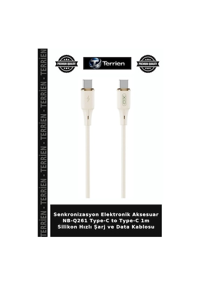 Senkronizasyon Elektronik Aksesuar Nb-q261 Type-c To Type-c 1m Silikon Hızlı Şarj Ve Data Kablosu