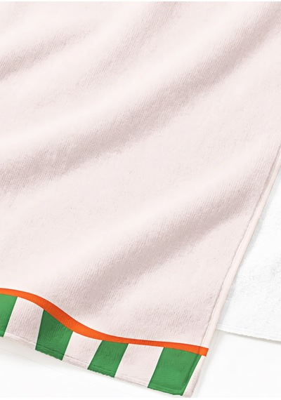 Çizgili Pembe Yeşil Modern Plaj Havlusu-akdeniz Stil Turuncu Şeritli Hızlı Kuruyan Mikrofiber Havlu Sessiz Çayı
