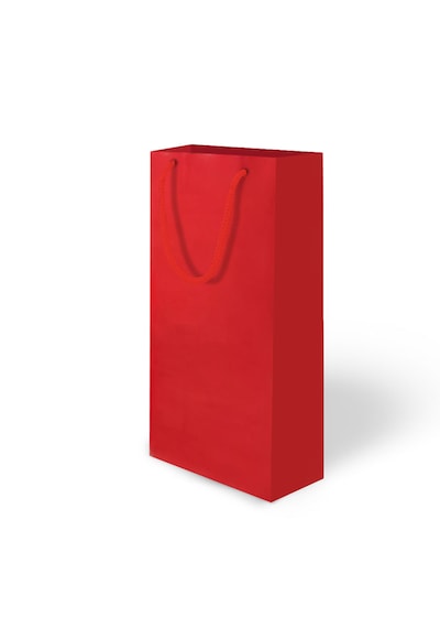 Lüks Kırmızı Karton Çanta 12x35 Cm -alkollü Şişeye- Uygun Pakette 24 Adet