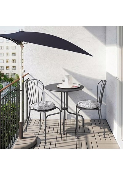 Yuvarlak Balkon-bahçe Masası Gri, Meridyendukkan 70 Cm Lackö Masa 2-4 Kişilik Metal Çok Renkli