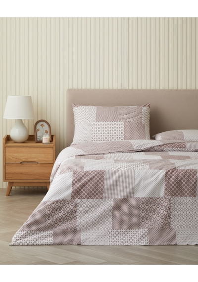English Home Chain Patch Kolay Ütülenir Çift Kişilik Nevresim Takımı 200x220 Cm Mürdüm