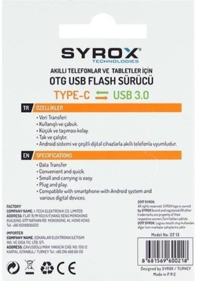 Usb-3 Den Type C Ye Dönüştürücü Otg Dt13