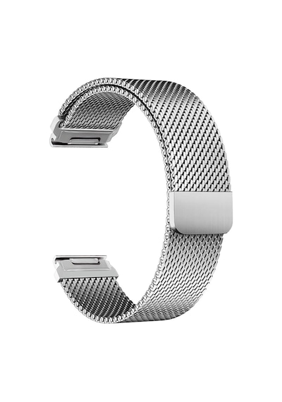 Caseonn Garmin Fenix 5x Kordon Quickfit Manyetik Metal Hasır Yedek Kayış Gümüş