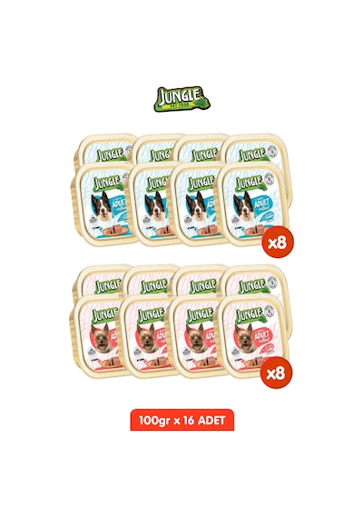 16 Adet Kuzulu & Somonlu Köpek Yaş Maması Tahılsız Pate Alucup - 16 Adetx 100 Gr