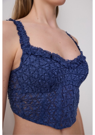 Penti Crinkle Lace Corset Lacivert Büstiyer