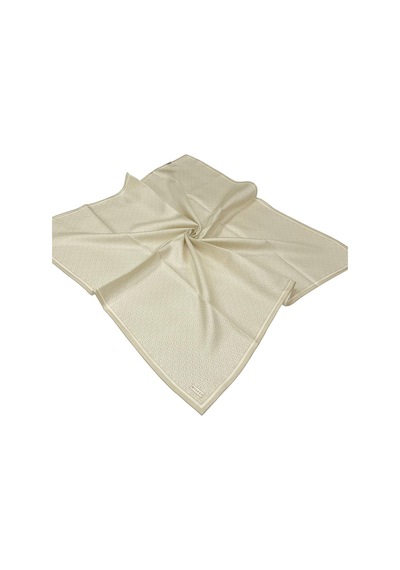 Vakko Twill İpek Eşarp - Helezon Monogram - Krem Sarı