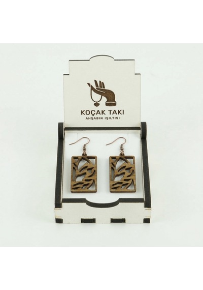 Ahşap Küpe Modern Özgün Minimalist Takı Model No 263 Açık Kahverengi