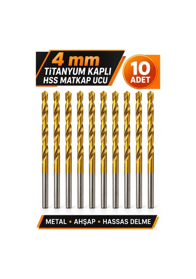 Matkap Ucu 4 Mm 10 Adet Titanyum