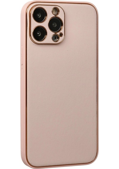 Apple Uyumlu iPhone 13 Pro Max Kılıf Coco Deri Silikon Kapak Pudra,