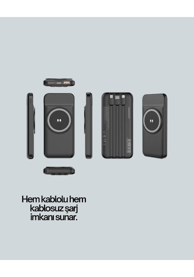Mey İthalat İphone Ve Android Uyumlu 10000mah Powerbank Hem Kablolu Hem Kablosuz