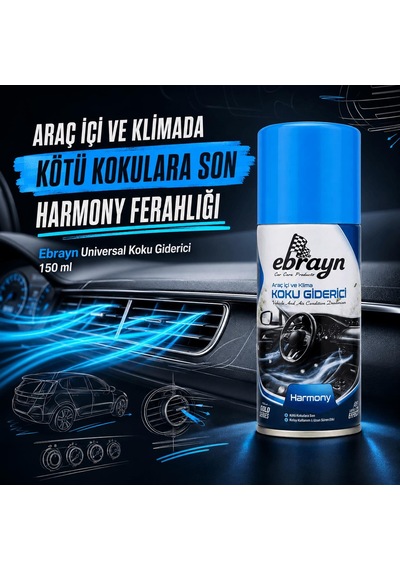 Araç İçi Ve Klima Koku Giderici - Parfümlü Sprey Klima Bombası Harmony 150 Ml - Universal