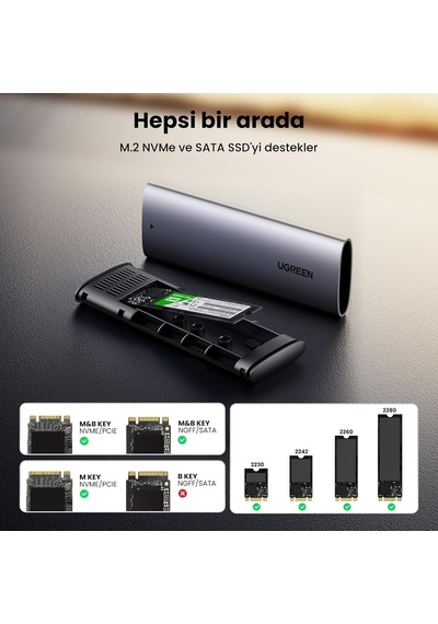 Ugreen M.2 Nvme Ngff Ssd Muhafaza 10gbps 2tb