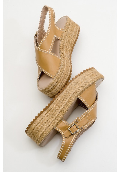 Luvishoes Bellezza Koyu Bej Cilt Hakiki Deri Kadın Sandalet Koyu Bej